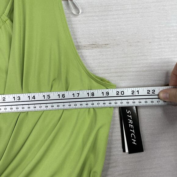 AB Studio Top Womens XL Green Y2k 90s Faux Wrap USA Made Jeweled Sleeveless NWT - Picture 5 of 10